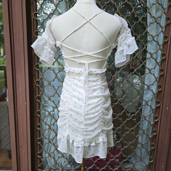 For Love & Lemons La Brooke Coquette Moon Stars Hearts Mini Ruffle Dress S - Picture 6 of 12